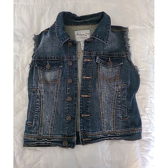 American Rag Size Medium Womens Denim Blue Denim Jean Vest Button Up Boho Hippie - Picture 1 of 7